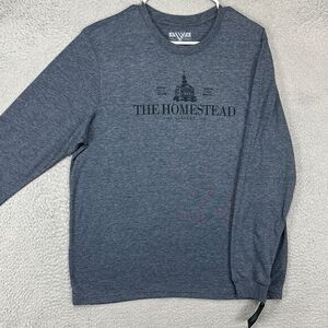 Levelwear The Homestead Golf Shirt Men Medium Gray Blue Crewneck Long Sleeve NEW